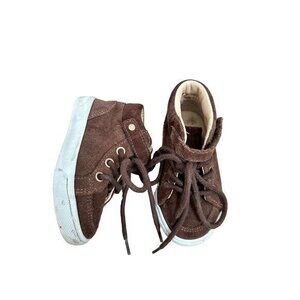 Toddler Brown Suede High-Top Sneakers With Laces & Rubber Soles